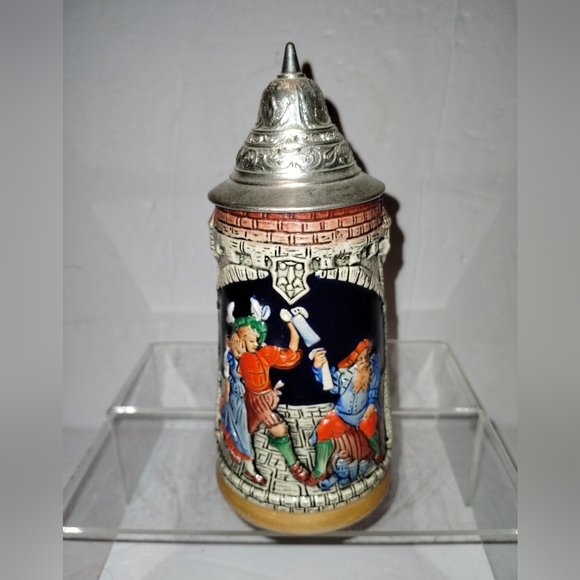 Vintage Marzi & Remy Carousing Landsknechte Stein Mug 3137 Germany 60's DBGM M&R - Picture 1 of 16